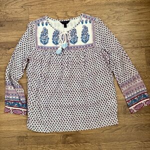 $88 J. Crew Floral Boho Paisley Blouse Women Lightweight, Size 2, Small